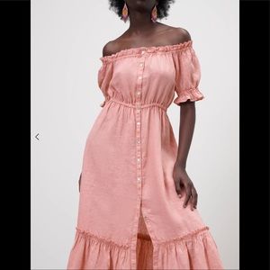 RUFFLED LINEN DRESS